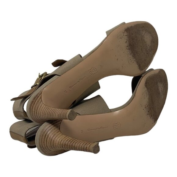 Rare Gianvito Rossi Canvas Leather Ankle Buckle Clossure Safari Sandals Heels 9 - Picture 10 of 14